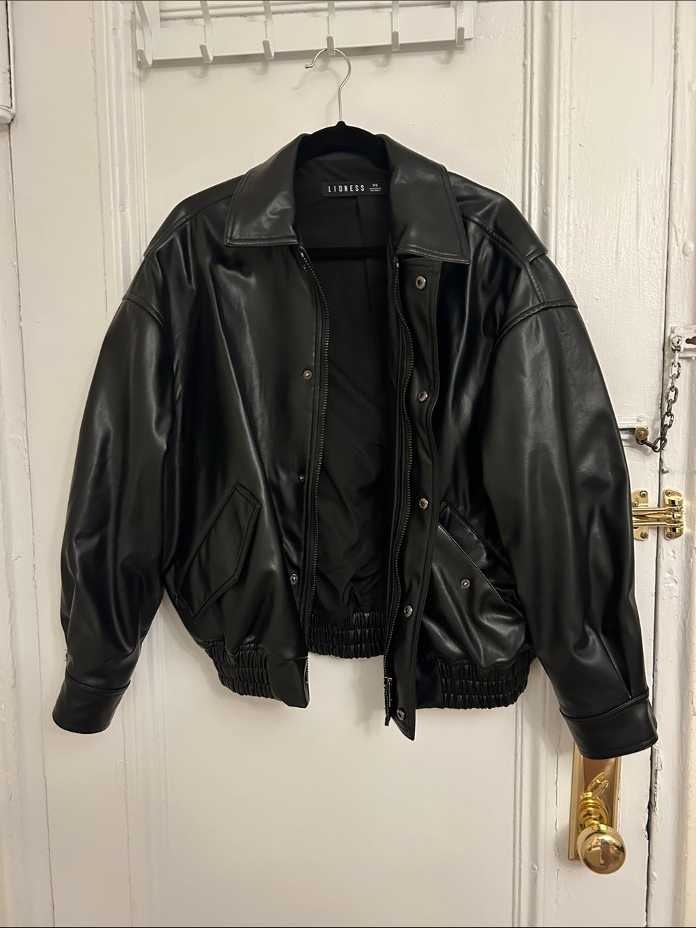 lioness faux leather bomber jacket